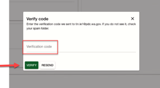 Verification code screen